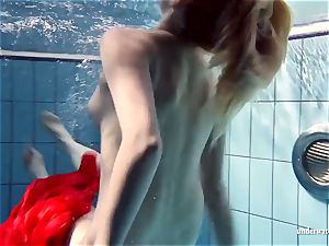 super-steamy platinum-blonde Lucie French teenager in the pool